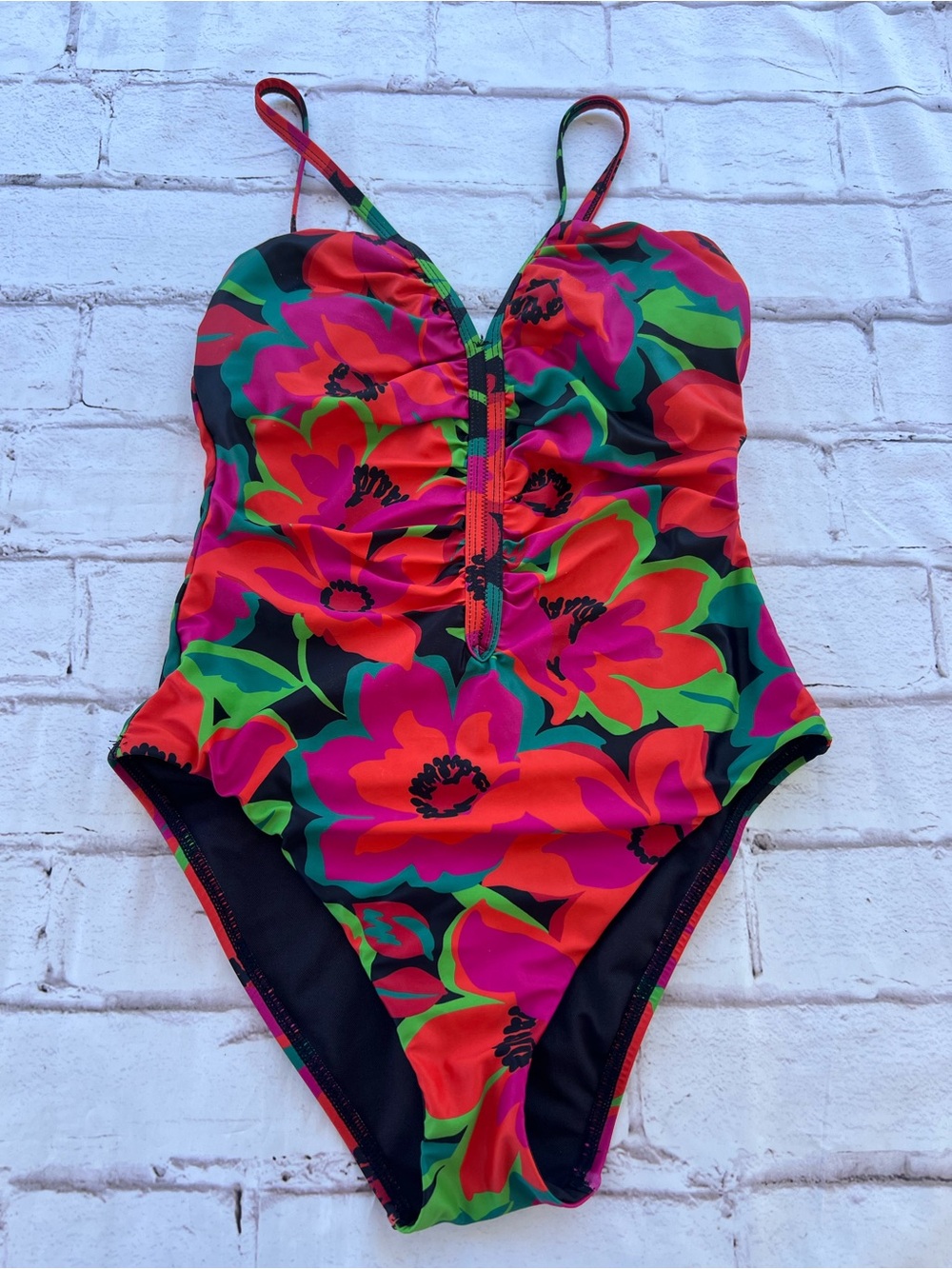 Sanctuary Floral One-Piece Swimsuit - Red, Pink, Green, Black